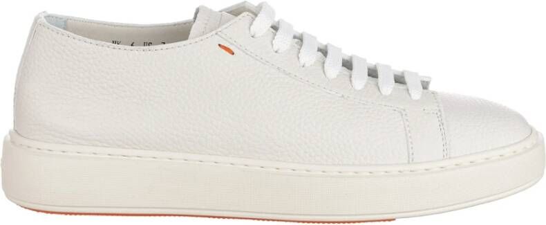 Santoni Leren Sneakers met Korrelstructuur oor Heren White Heren