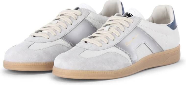SANTONI Lage Sneakers Heren Dbs Olympic Maat: 10 5 Materiaal: Suède Kleur: Wit