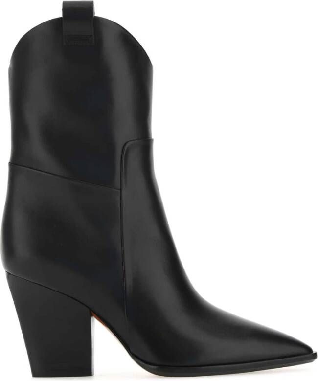 Santoni Western Stijl Leren Cowboylaarzen Black Dames