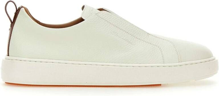 Santoni Witte leren instap sneakers met tan detail - Foto 2