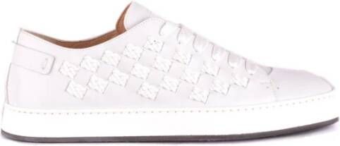 Santoni Witte leren instap sneakers Wit Heren