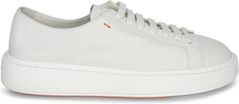 Santoni Witte Leren Sneakers met Voorsluiting White Dames