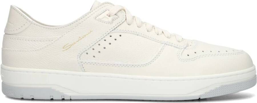SANTONI Lage Sneakers Heren 21968 Maat: 42 5 Materiaal: Leer Kleur: Wit
