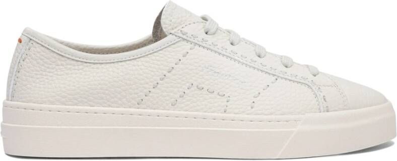 Santoni Witte Leren Sneakers met Dubbele Gesp