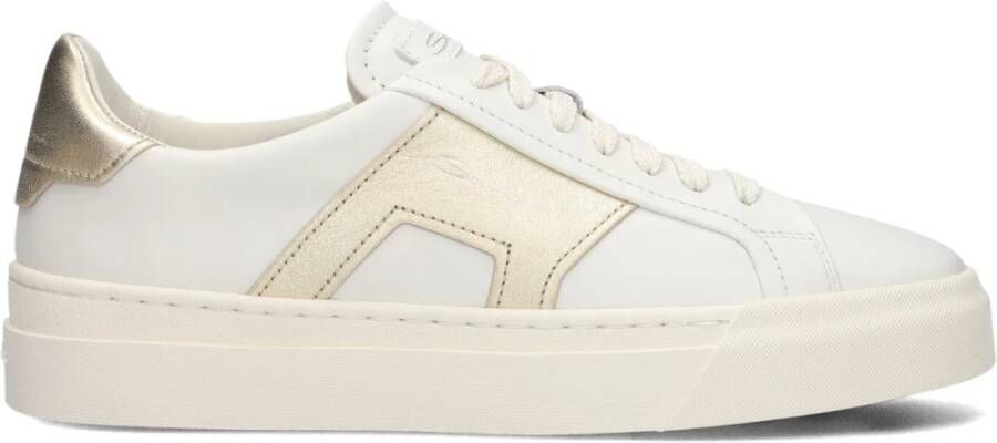 Santoni Witte Leren Sneakers met Gouden Details White Dames