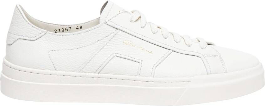 SANTONI Lage Sneakers Heren Dbs Maat: 10 Materiaal: Leer Kleur: Wit