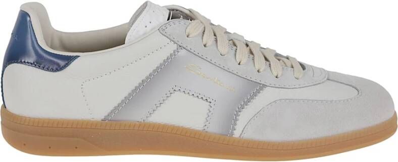 Santoni Witte Leren Sneakers Stijlvol Comfortabel