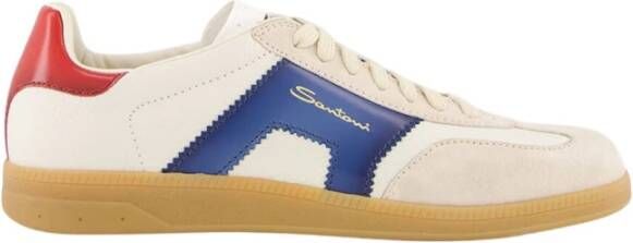Santoni Witte Leren Suède Oly Sneaker - Foto 2