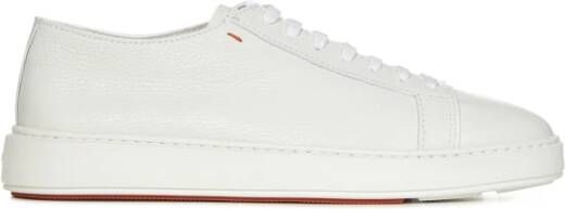 Santoni Leren Sneakers met Korrelstructuur oor Heren White Heren