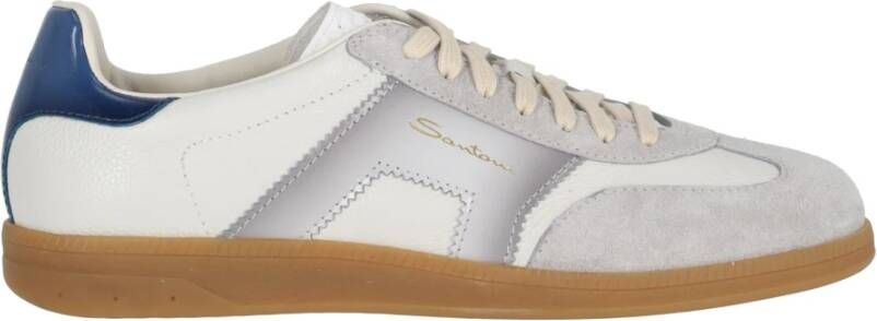 SANTONI Lage Sneakers Heren Dbs Olympic Maat: 10 Materiaal: Suède Kleur: Wit