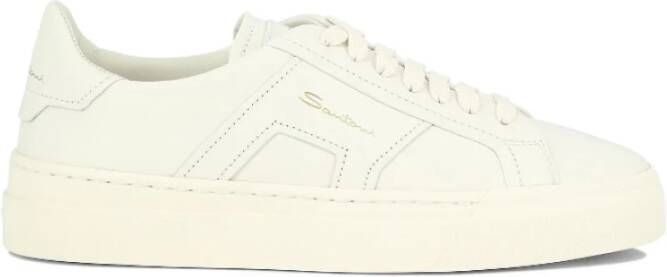 Santoni Witte Sneakers met Dubbele Gesp en Vetersluiting White Dames