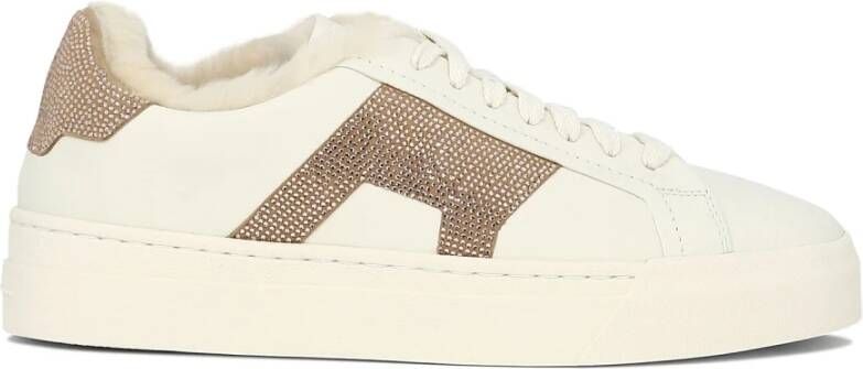 Santoni Witte Sneakers met Strass Versieringen