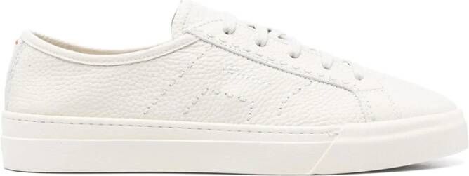 Santoni Witte Veterschoen met Rubberen Zool