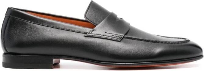 Santoni Zwart Kalfsleer Penny Slot Instapper Black Heren