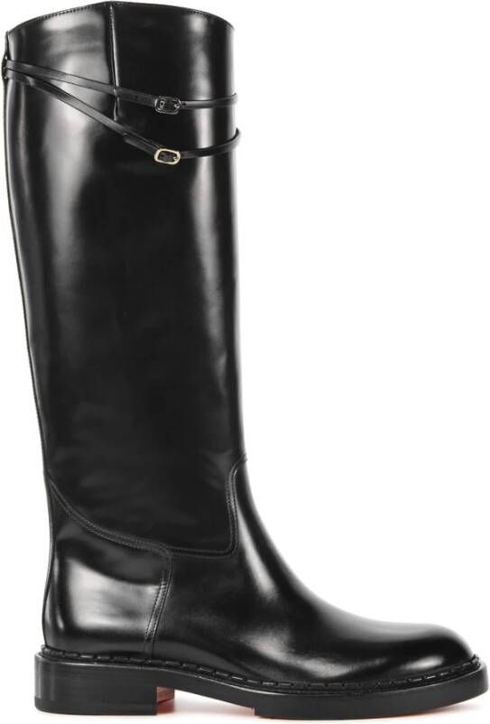 SANTONI Hoge Laarzen Dames 70569 Maat: 41 Materiaal: Leer Kleur: Zwart