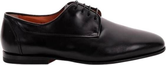 Santoni Zwarte Leren Heren Oxford Schoenen Black Heren