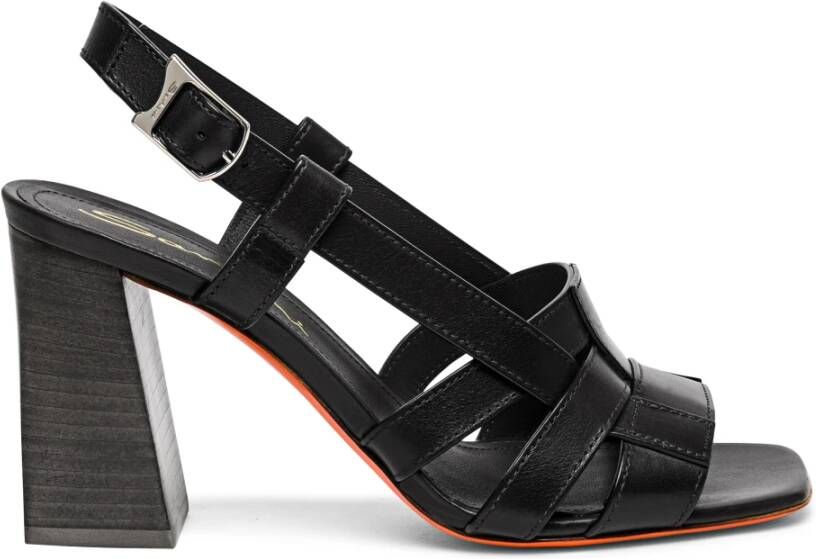 Santoni Zwarte leren hoge hak Beyond sandaal voor dames