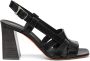 Santoni Zwarte leren hoge hak Beyond sandaal voor dames - Thumbnail 1