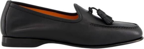 Santoni Zwarte leren kwastloafer
