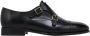 Santoni Zwarte Leren Loafer Dubbele Gesp Schoenen - Thumbnail 1