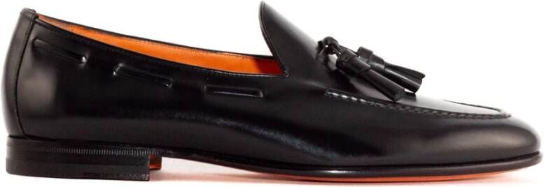 Santoni Zwarte leren loafer met kwastjes