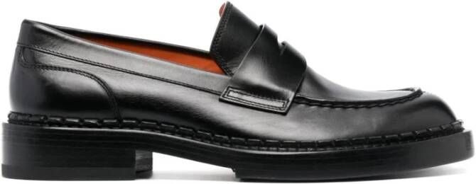 Santoni Zwarte leren loafers voor vrouwen Black Dames