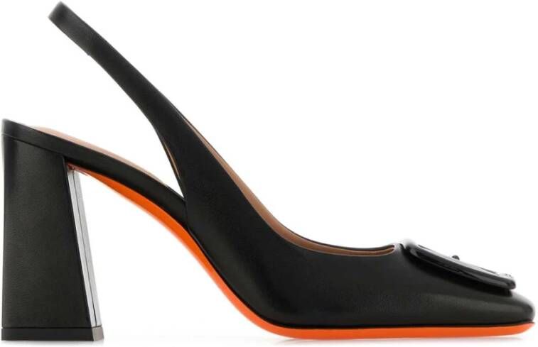 Santoni Zwarte Leren Peaches Pumps