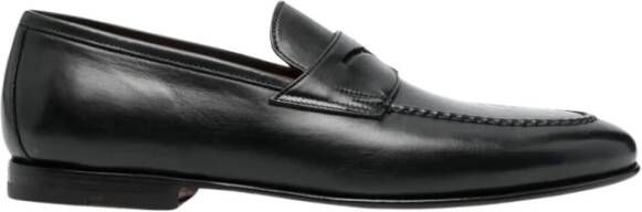 Santoni Zwarte leren Penny Loafers