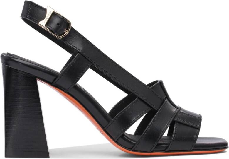 Santoni Zwarte Leren Sandalen voor Vrouwen