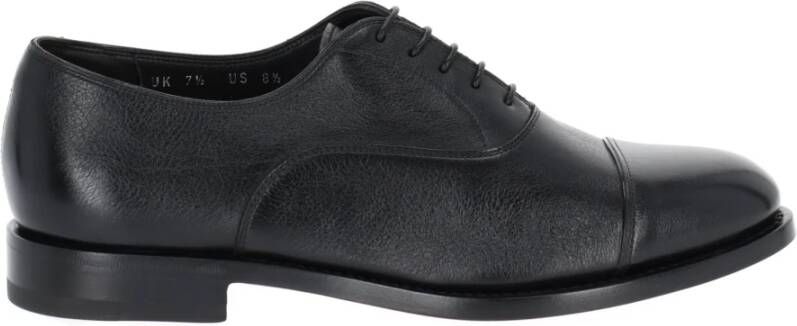 Santoni Zwarte Leren Veterschoenen