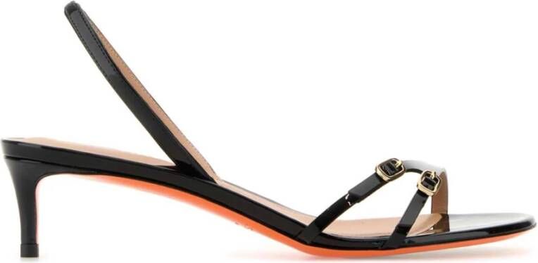 Santoni Zwarte leren Virna sandalen