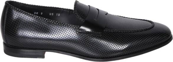 Santoni Zwarte Loafer Schoenen voor Mannen Black Heren