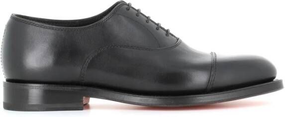 Santoni Zwarte Oxford Platte Schoenen Black Heren