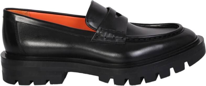 Santoni Zwarte Penny Loafer met Ronde Neus Black Dames