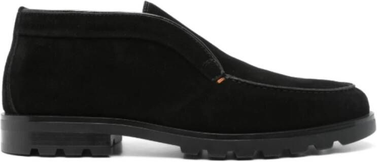 Santoni Zwarte Shearling Gevoerde Chunky Laarzen Black Heren