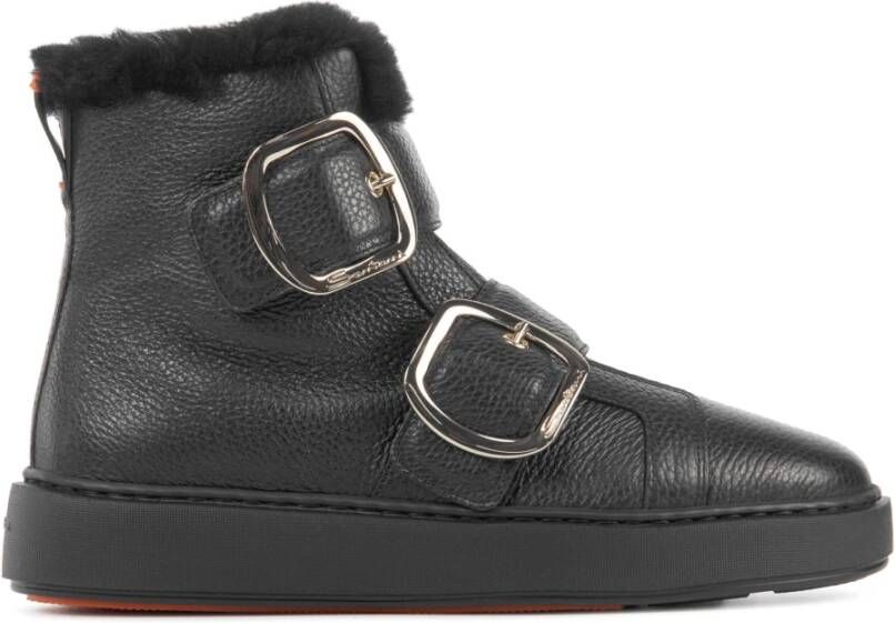SANTONI Hoge Sneakers Dames Wbcd61038neap Maat: 38 5 Materiaal: Leer Kleur: Zwart