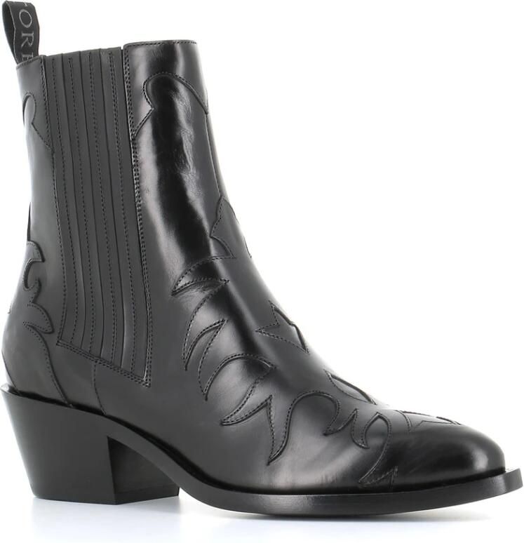 Sartore Zwarte leren elastische laarzen