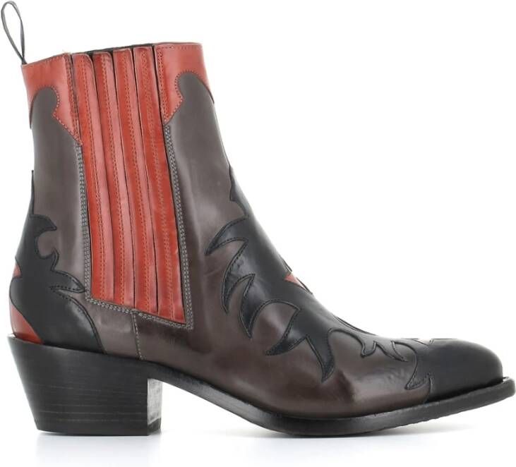 Sartore Texano Laarzen in Rood Grijs en Zwart Leer Multicolor Dames