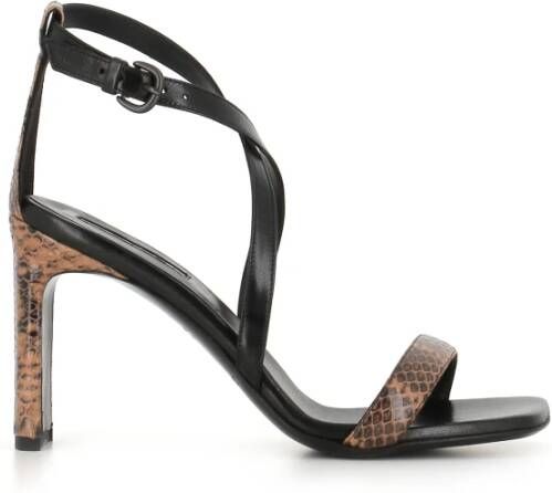 Sartore Zwarte leren sandalen met gesp