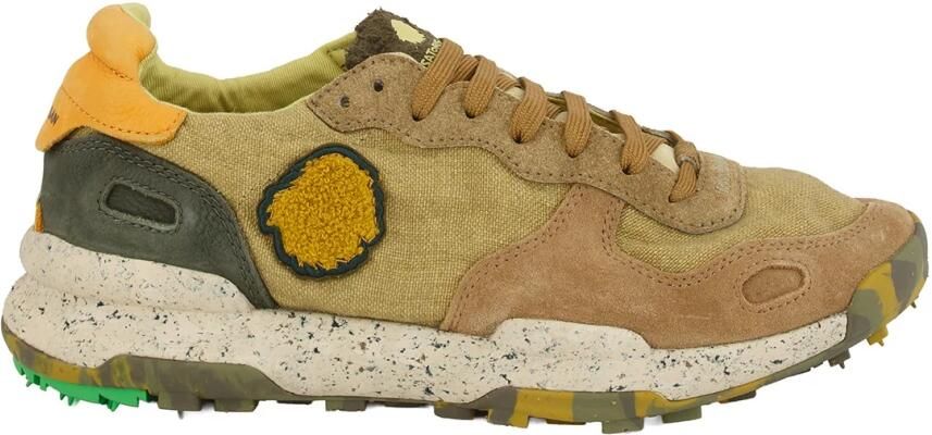 Satorisan Chacrona Linen Casual Sneakers Mannen Vintage Leer en linnen Sneakers Kleur Wheathered Khaki