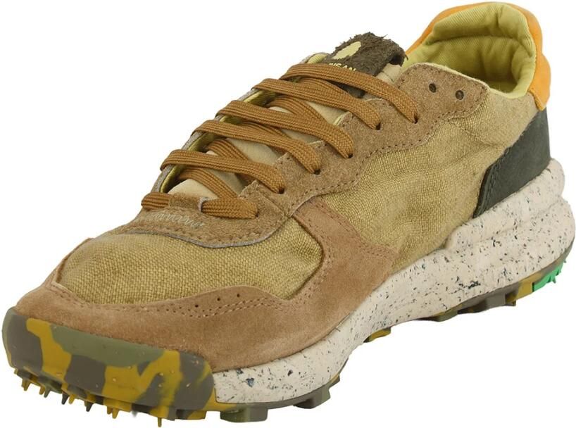 Satorisan Chacrona Linen Casual Sneakers Mannen Vintage Leer en linnen Sneakers Kleur Wheathered Khaki - Foto 2