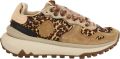 Satorisan Chacrona Metta Premium Casual Sneakers Vrouwen Vintage Leer Sneakers Kleur Baby Leopard - Beige