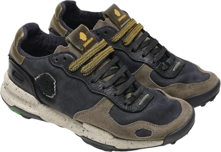 Satorisan Chacrona Premium Casual Sneakers Mannen Vintage Leer Sneakers Kleur Black Khaki - Foto 2