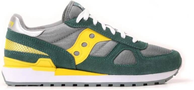 Saucony Groene Sneakers met Gele en Grijze Accenten Groen Heren