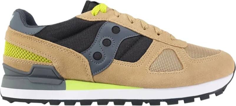 Saucony Stoffen en Suède Sneakers met Rubberen Zool Brown Heren