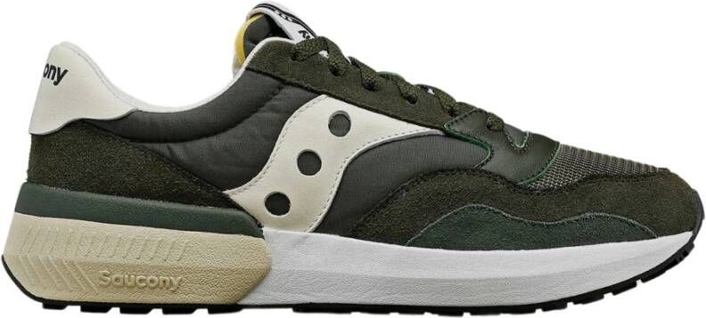 Saucony Groene Sneakers met Stoffen Voering en Rubberen Zool Groen Heren