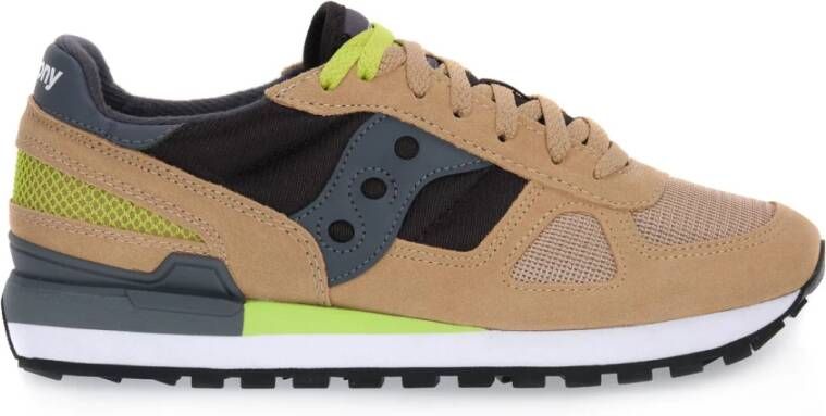 Saucony Stoffen en Suède Sneakers met Rubberen Zool Brown Heren