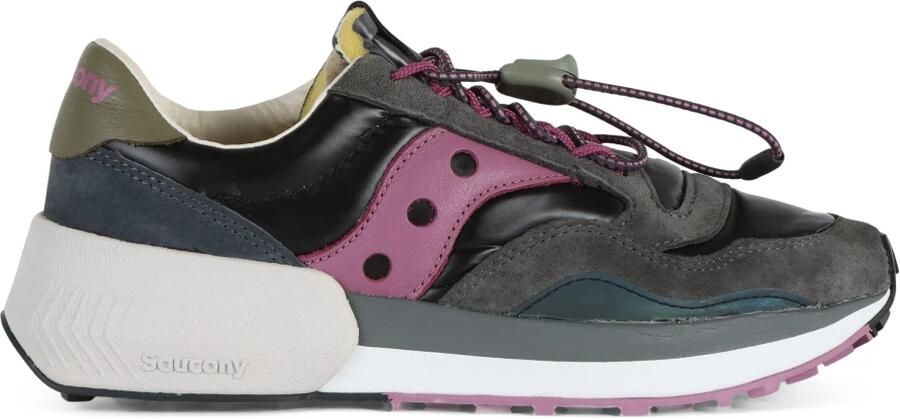 Saucony Sneakers van leer en stof met contrastdetails