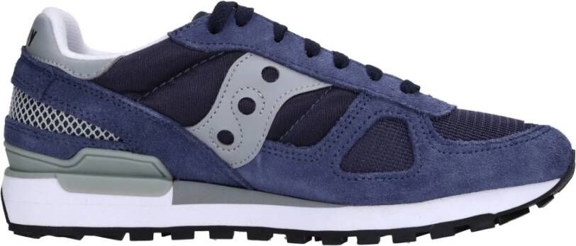 Saucony Logo Sneakers Suède Canvas Rubber Zool Blue Heren - Foto 4