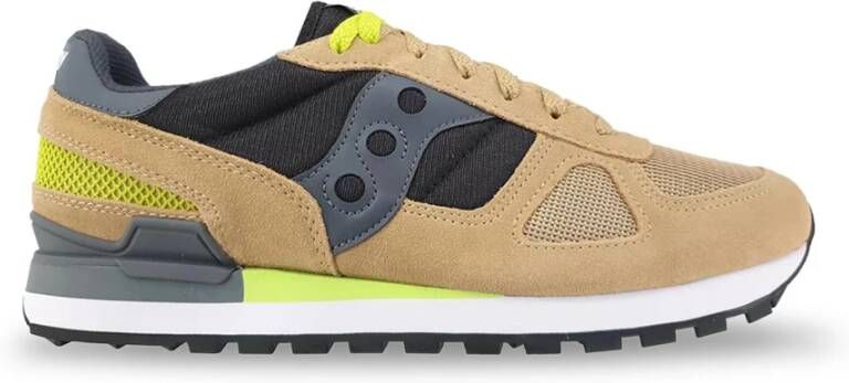 Saucony Stoffen en Suède Sneakers met Rubberen Zool Brown Heren